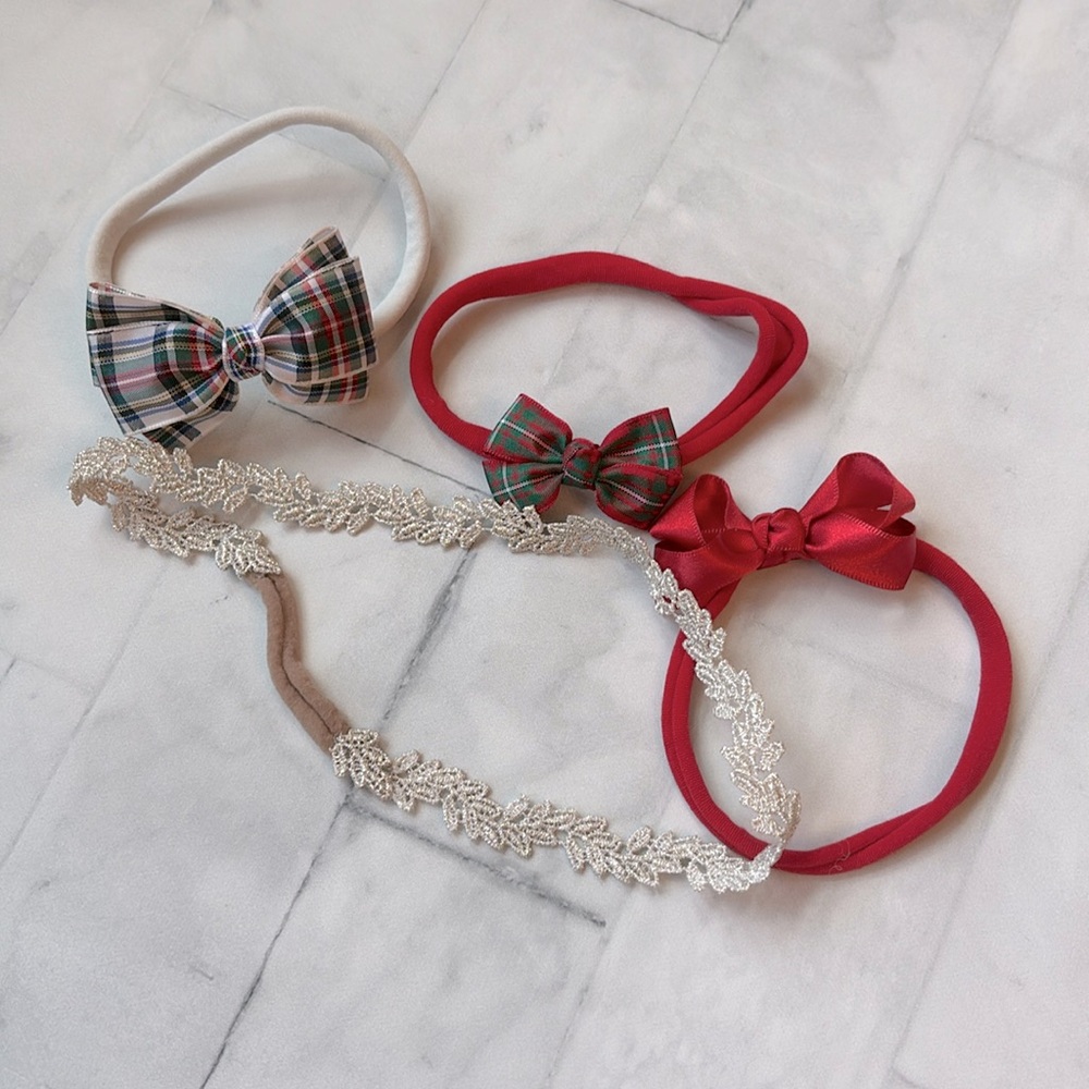 Bundle of Four Christmas Headbands for Baby Girls